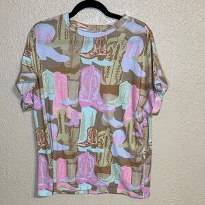 Pastel Cowboy Boot Graphic Tee